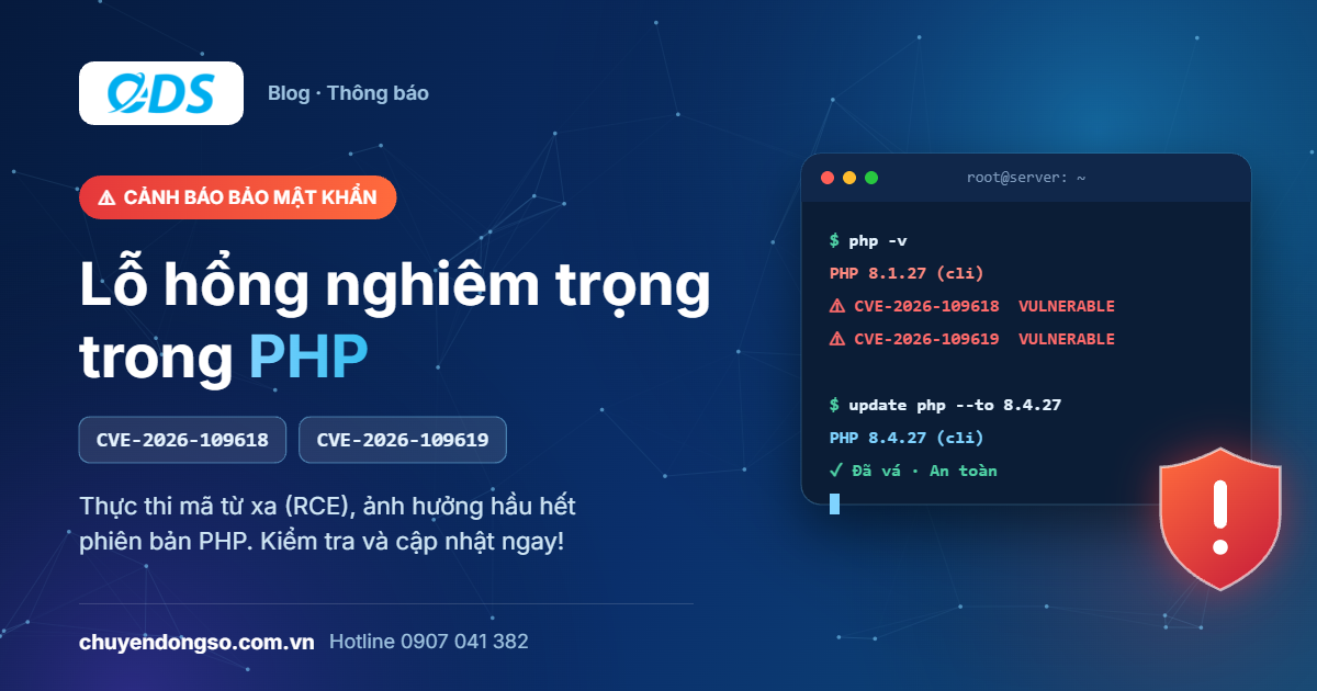 [Khẩn] Cảnh báo lỗ hổng bảo mật nghiêm trọng trong PHP (CVE-2026-109618 và CVE-2026-109619) - Cover Image